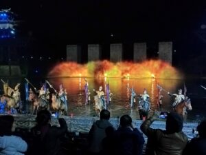 Actors and horses at The Romance of the Three Kingdoms show, China